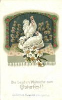 ** T2/T3 Die Besten Wünsche Zum Osterfest! / Easter Greeting Art Postcard With Chicken. Litho  (Rb) - Unclassified