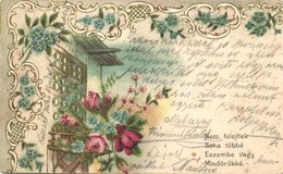 T2/T3 Nem Felejtlek Soha Többé, Eszembe Vagy Mindörökké / Romantic Greeting Card. Floral Art Nouveau Litho (EK) - Unclassified