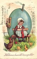 T3 Easter, Girl Egg-house, Chicken, W.S.S.B 8010. (fa) - Ohne Zuordnung