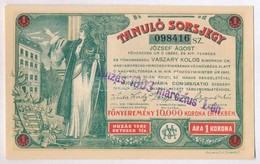 Budapest 1903. 'Tanuló Sorsjegy' 1K értékben, Felülbélyegzéssel T:I- - Non Classificati