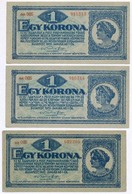 1920. 1K (3x) Benne Sorszámkövet? Pár T:I-,III - Ohne Zuordnung