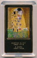 DN 'A Világ Leghíresebb Festményei - Gustav Klimt: A Csók' Aranyozott Fém Emlékérem, Multicolor Festéssel T:1 - Zonder Classificatie