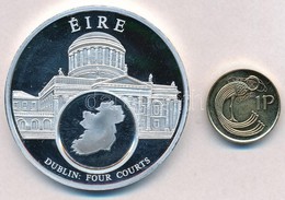 DN 'Európai Valuták / Írország - Dublin - Four Courts épülete' Ezüstözött Fém Emlékérem (50mm) + Írország 1998. 1p Cu-ac - Zonder Classificatie