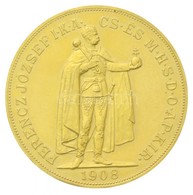 1908KB 100K Au 'Ferenc József' Jelzés Nélküli Utánveret (33,83g/0.900/37mm) T:1- Hungary 1908KB 100 Korona Au 'Franz Jos - Ohne Zuordnung