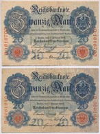 Német Birodalom 1908-1914. 20M (2xklf) T:III
German Empire 1908-1914. 20 Mark (2xdiff) C:F - Unclassified