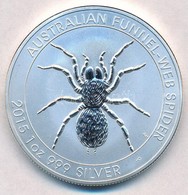 Ausztrália 2015. 1$ Ag 'II. Erzsébet / Ausztrál Tölcsérhálós Pók' (1oz/0.999) T:BU Australia 2015. 1 Dollar Ag 'Elisabet - Zonder Classificatie