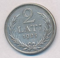 Lettország 1925. 2L Ag T:2 
Latvia 1925. 2 Lati Ag C:XF 
Krause KM#8 - Zonder Classificatie