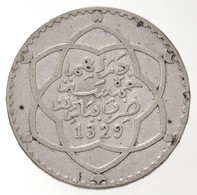 Marokkó 1911. (1329) 1/2R Ag 'Abd-al Hafid' T:2 Kis Ph.
Morocco 1911. (1329) 1/2 Rial Ag 'Abd Al-Hafiz' C:XF Small Edge  - Zonder Classificatie