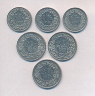 Svájc 1969-1994. 1Fr (3xklf) + 2Fr (3xklf) T:2
Switzerland 1969-1994. 1 Franc (3xdiff) + 2 Francs (3xdiff) C:XF - Ohne Zuordnung