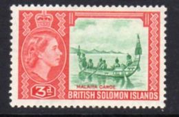 Solomon Islands 1956-63 3d Malaita Canoe Definitive, Hinged Mint, SG 87 (B) - Salomonen (...-1978)