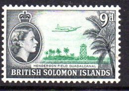 Solomon Islands 1956-63 9d Henderson Airfield Definitive, Hinged Mint, SG 90a (B) - Salomonseilanden (...-1978)