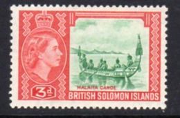 Solomon Islands 1963-4 3d Malaita Canoe Wmk. St. Edward's Crown Definitive, MNH, SG 106 (B) - Iles Salomon (...-1978)