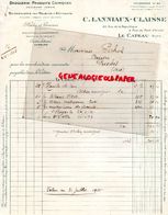 59- LE CATEAU- RARE FACTURE MANUSCRITE C. LANNIAUX & CLAISSE-DROGUERIE-QUINCAILLERIE-42 RUE REPUBLIQUE-PONT ARCOLE-1935 - Chemist's (drugstore) & Perfumery
