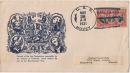 ENVELOPPE SOUVENIR PHILATELIQUE DES ETATS UNIS - USS HOVEY 28/11/31 - BATAILLE DE YORKTOWN - Unabhängigkeit USA