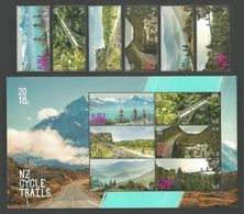 NEW ZEALAND 2018 CYCLING CYCLE TRAILS MOUNTAINS BRIDGES SET & M/SHEET MNH - Unused Stamps