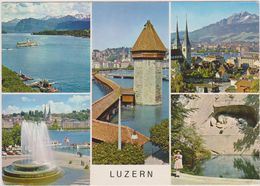 SUISSE,SWITZERLAND,SVIZZERA,HELVETIA,SWISS,SCHWEIZ ,LUCERNE,LUZERN,FONTAINE,CARTE MUTIVUE - Lucerne