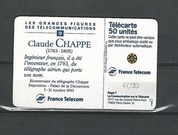 VARIÉTÉS FRANCE TÉLÉCARTE 1993 F438  ?   SC5   09 / 93  CLAUDE CHAPPE  50 UNITÉ  UTILISÉE - Variétés