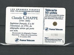 VARIÉTÉS FRANCE TÉLÉCARTE 1993 F438  ?   SC5   09 / 93  CLAUDE CHAPPE  50 UNITÉ  UTILISÉE - Variëteiten