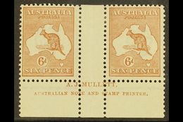 1923-24  6d Chestnut Kangaroo, SG 73, MULLETT Imprint Gutter Pair From Plate 4, BW Spec 21zc, Very Fine Mint. For More I - Other & Unclassified