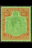 1938-53  10s Bluish Green & Deep Red On Green, SG 119a, Superb Never Hinged Mint. For More Images, Please Visit Http://w - Bermuda