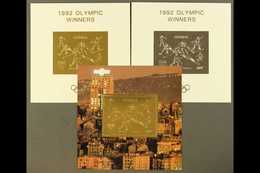 1992  "GENOVA 92" Gold And Silver Limited Edition Miniature Sheets Depicting Events From Albertville And Barcelona Olymp - Guiana (1966-...)