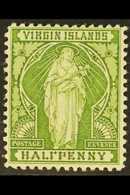 1899  ½d Yellow Green, Variety "HAL7PENNY", SG 43b, Fine Mint. For More Images, Please Visit Http://www.sandafayre.com/i - British Virgin Islands