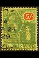 1922-28  5s Green And Red On Pale Yellow, SG 85, Fine Used With 1929 Cds. For More Images, Please Visit Http://www.sanda - British Virgin Islands