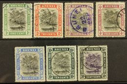 1907-10  1c, 2c, Both 4c Shades, 5c, 10c And 30c, Fine Cds Used. (7) For More Images, Please Visit Http://www.sandafayre - Brunei (...-1984)