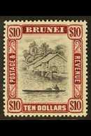 1947-51  $10 Black & Purple, SG 92, Very Fine Mint, Fresh. For More Images, Please Visit Http://www.sandafayre.com/itemd - Brunei (...-1984)