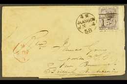 1858  (4 Jun) Env From Scotland To New Brunswick Bearing GB 6d 'no Corner Letters' Stamp Tied Glasgow Pmk & London Trans - Other & Unclassified