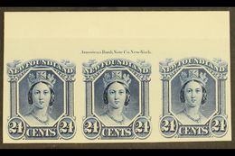 1865  24c Blue Plate Proof On Card, Imprint Strip Of 3, Uni 31Pi, Very Fine And Fresh. For More Images, Please Visit Htt - Other & Unclassified