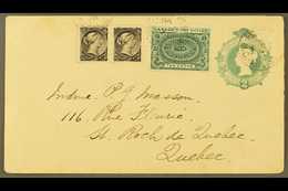 1898  (Sept) An Attractive 2c Postal Envelope To Quebec, Bearing Small Queen ½c Black Pair, And Special Delivery 10c Blu - Altri & Non Classificati