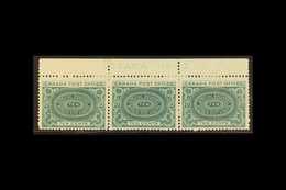 1898 SPECIAL DELIVERY  10c Blue-green, SG S1, Upper Marginal "Ottawa - No -1" Plate Strip Of Three Mint, One With A Smal - Altri & Non Classificati