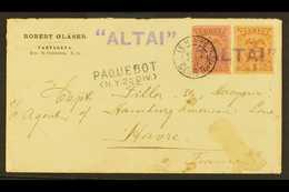 1901 PAQUEBOT S.S. "ALTAI" COVER.  1901 (Aug) Cover Addressed To France, Bearing 5c & 10c Stamps Tied By Straight-line V - Colombia
