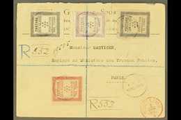 1893  (15th October) Rare Envelope Registered To Paris, Bearing 1892 Set Of Four Tied By Violet Cook Islands P O Raroton - Cook