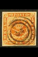 SCHLESWIG - HOLSTEIN  1858 4s Orange Brown, Mi 7a, SG 15 With 4 Clear Margins And Bearing A Lubeck Number "3" Target Can - Altri & Non Classificati