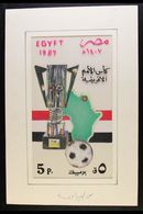1987 EGYPTIAN VICTORIES IN FOOTBALL CHAMPIONSHIPS  Unadopted Hand Painted Essay For A 5p Stamp, Signed Beneath The Desig - Sonstige & Ohne Zuordnung