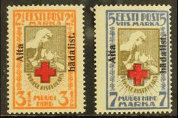 1923  Red Cross "Aita Hadalist" Overprinted Perforated Set, Mi 46A/47A, SG 49B/50B, Very Lightly Hinged Mint (2 Stamps)  - Estonia