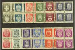 1942  National Relief Fund "Town Arms" Complete Set, Yv 553/564, Very Fine Never Hinged Mint Blocks Of Four (12 Blocks=4 - Other & Unclassified