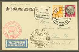1934  5th South America Flight - Superb Zeppelin Ppc Franked 60pf Hindenburg And 80pf Air Tied By Graf Zeppelin 11.8.34  - Altri & Non Classificati