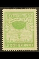 RARE BALLOON LABEL.  Circa 1910's 50pf Yellow-green DENKMALSFONDS LUFTSCHIFFERTRUPPEN (Airships Troops Memorial Fund) Ch - Altri & Non Classificati