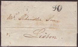 1834  (Oct) Entire Letter From Gibraltar To Lisbon, Showing Three Line "DE GIBR./S. ROQUE/ANDA. BAXA" In Red, And "90" R - Gibilterra