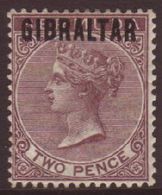 1886  2d Purple-brown Of Bermuda With GIBRALTAR Overprint, SG 3, Very Fine Mint. For More Images, Please Visit Http://ww - Gibilterra