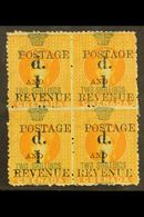 1888  1d On 2s Orange, SG 44, Superb Mint Og Block Of 4. For More Images, Please Visit Http://www.sandafayre.com/itemdet - Grenada (...-1974)