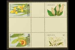 1984  90c (Spider Lily) And $4 (Giant Alocosa), Flowers, SG 1331/1332, These In A Cross Gutter Block In Combination With - Grenada (...-1974)
