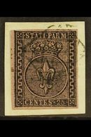 PARMA  1852 25c Black On Violet, Sass 4, Superb Used On Piece With Large Margins All Round And Tied By Neat  Boxed Mute  - Unclassified