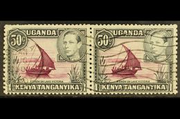 1950  50c Purple And Black, Horizontal Pair, One With Dot Removed, SG 144eb, Neatly Cancelled, Surface Scuff To Upper Le - Vide