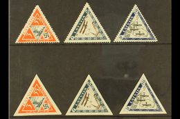 1933  Air Triangulars Complete Perf & Imperf Sets (Michel 225/27 A+B, SG 240A/42B + 240B/42B), Very Fine Mint, Fresh. (6 - Lettonia