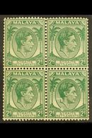 1937-41  2c Green, Die II, SG 293, Mint Block Of Four, Light Gum Toning And Surface Scuffing To Both Bottom Stamps, But  - Straits Settlements