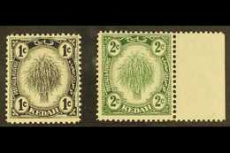 KEDAH  1938-40 Redrawn 1c Black And 2c Bright Green, SG 68a/69, Mint (2c Never Hinged), Fresh Frontal Appearance, Yellow - Sonstige & Ohne Zuordnung